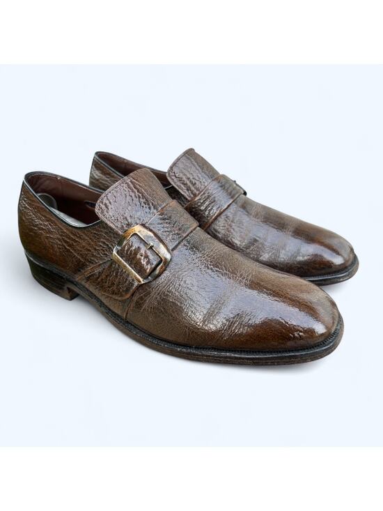 Vintage 70s Allen Edmonds Ostendo Lisbon II Shark Skin Monk Strap Shoes 8.5 C main image 11